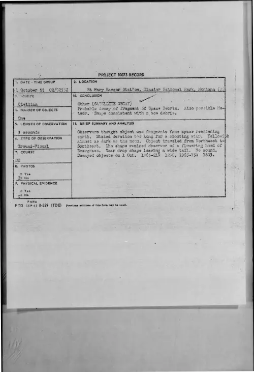 First page of 1965-10-8689001-St-MaryRangerStation-GlacierNationalPark-Montana