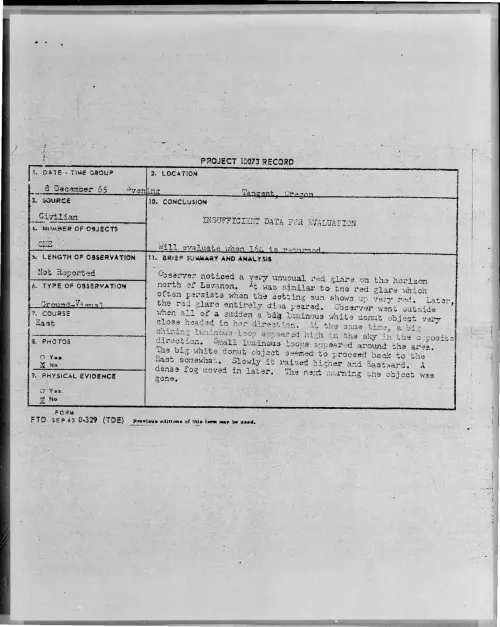 First page of 1965-12-8693190-Tangent-Oregon