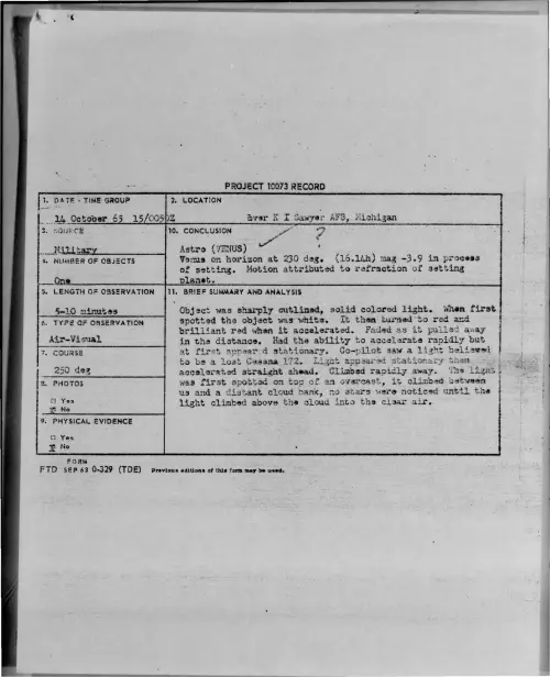 First page of 1965-10-8695228-AverKISawyerAFB-Michigan