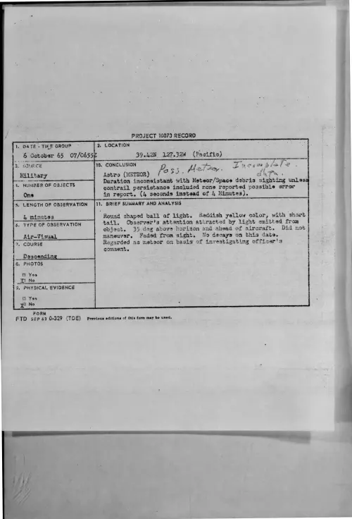 First page of 1965-10-8692793-39-42N127-32W-Pacific-
