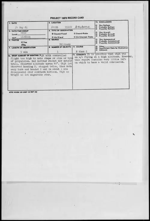 First page of 1961.05 - 8683487 - 1410N 9510W ATLANTIC