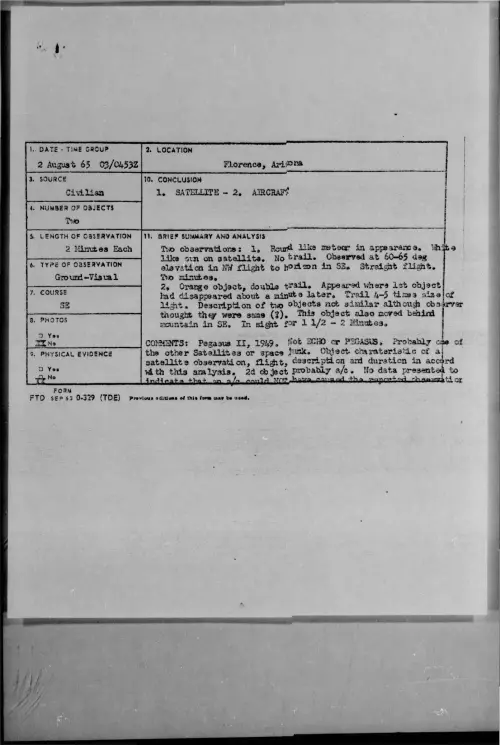 First page of 1965-08-7461174-Florence-Arizona