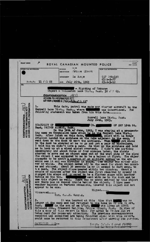 First page of CanadaUFO - Canada - FOIA Part 25 - Pages 7201-7500