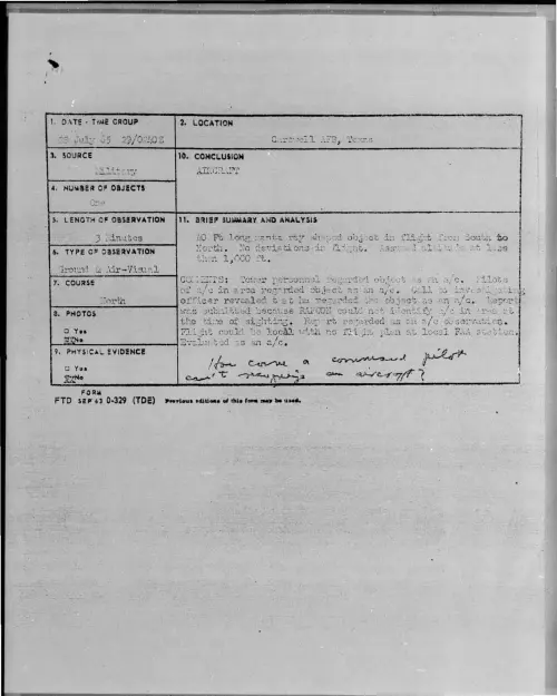 First page of 1965-07-7439803-CarswellAFB-Texas