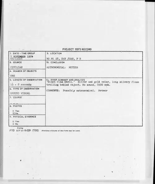 First page of 1954.11 - 6958296 - 40 Mi SE, SAN JUAN, P R