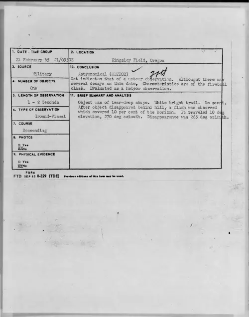 First page of 1965-02-8724007-KingsleyField-Oregon