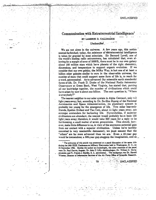 First page of NSAUFO - Communication With et