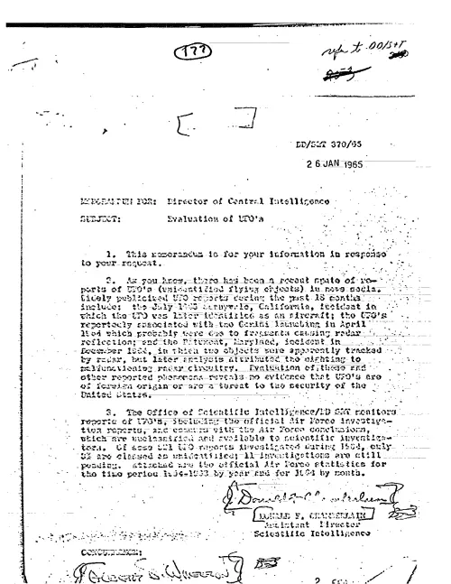 First page of CIAUFO - EVALUATION OF UFO'S