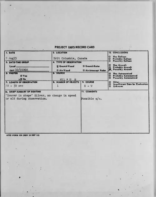 First page of 1955.08 - 6971560 - Brit Columbia, Canada