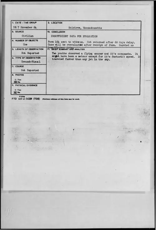 First page of 1964-11-8721788-Baintree-Massachusetts