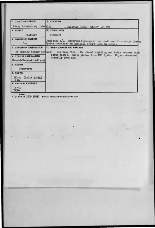 First page of 1964-11-8721949-AtlanticOcean18-10N66-12W