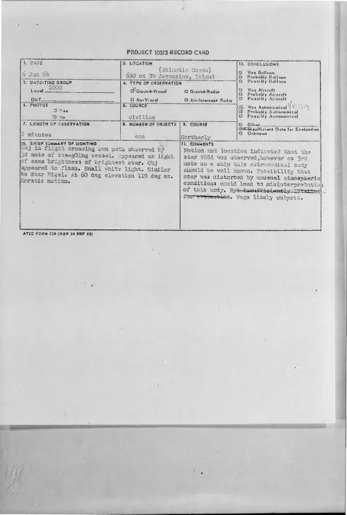 First page of 1964-06-8724713--AtlanticOcean-600miNWAscension-Island