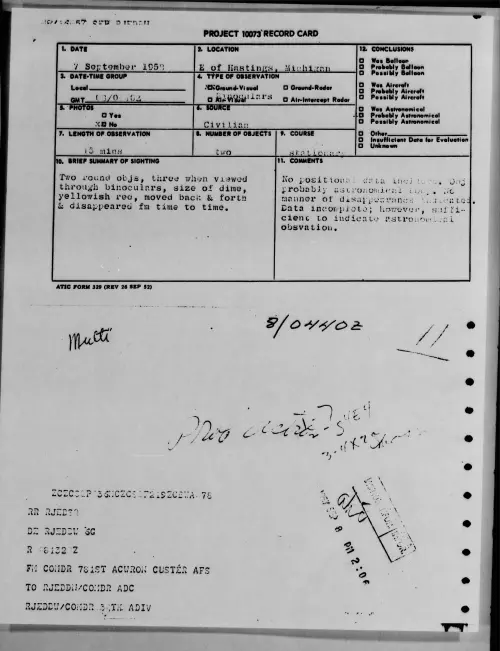 First page of 1958.09 - 8868301 - E of Hastings, Michigan