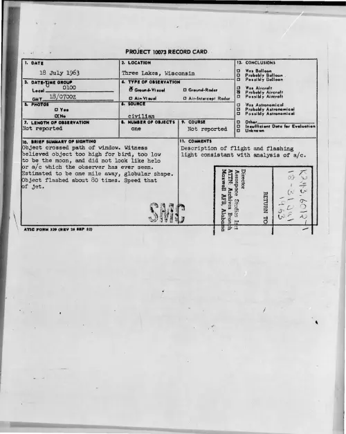 First page of 1963-07-8676546-ThreeLakes-Wisconsin