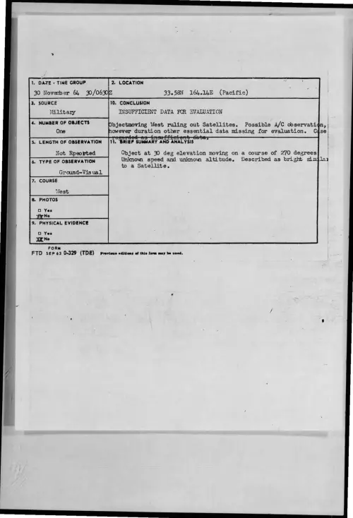First page of 1964-11-8722078-33-58N164-14E-Pacific-