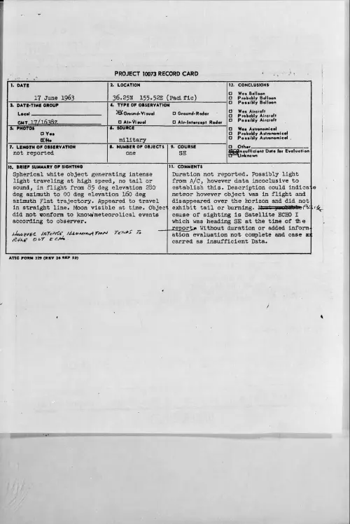 First page of 1963-06-8666466-36-25N155-52E-Pacific-