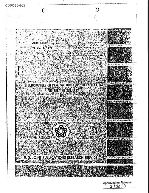 First page of CIAsX-Files-2015UFORelease - BIBLIOGRAPHIES ON PARAPSYCHOLOGY (PSYCHOENERGETICS) AND RELATED SUBJECTS USSR DOC_0005516145