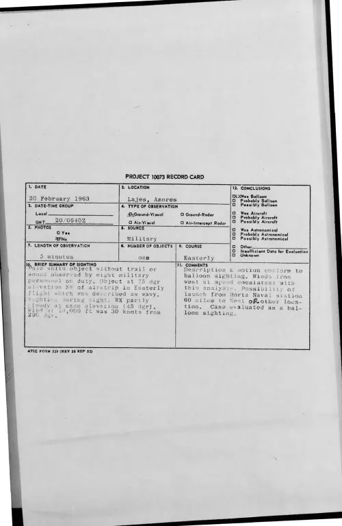 First page of 1963-02-9316760-Lajes-Azores