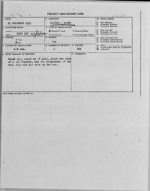 First page of 1955.12 - 7340117 - CARIBOU, MAINE
