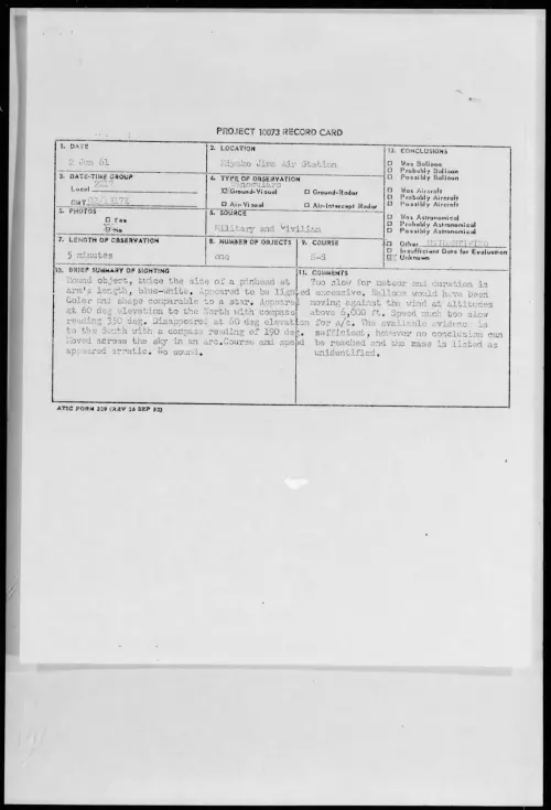First page of 1961.06 - 8689151 - Miyako Jima Air Station