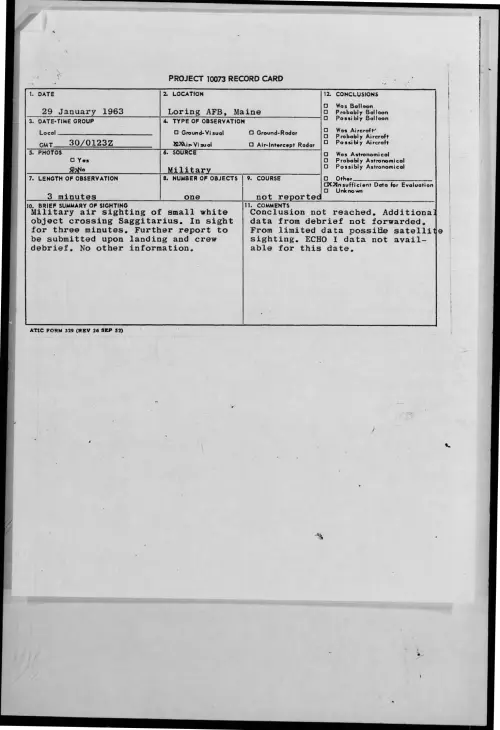 First page of 1963-01-9316621-LoringAFB-Maine