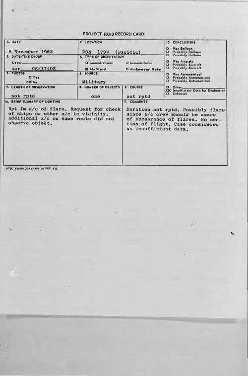 First page of 1962-11-9316235-20N179W-Pacific-