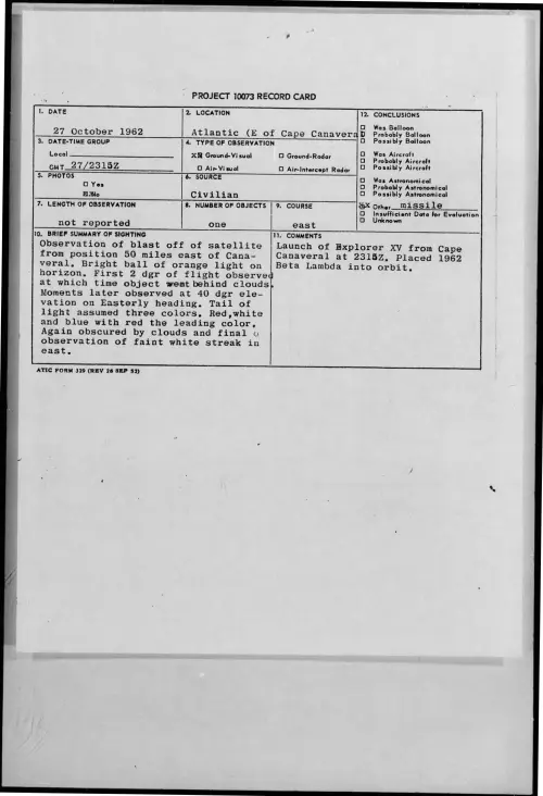 First page of 1962-10-9316111-Atlantic-EofCapeCanaveral-