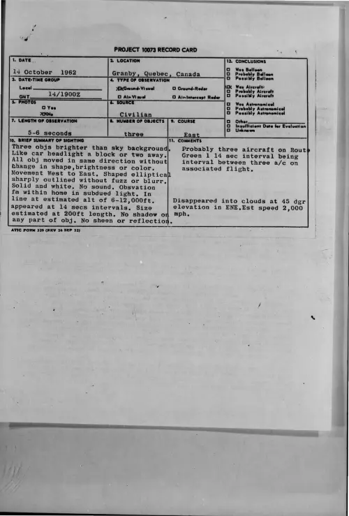 First page of 1962-10-8726236-Granby-Quebec-Canada