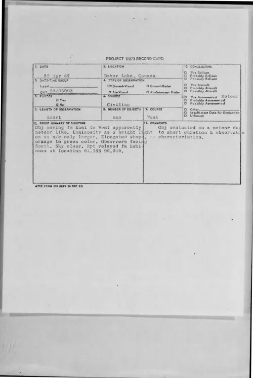 First page of 1962-04-8654099-BakerLake-Canada