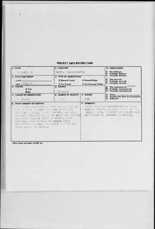 First page of 1961.04 - 8677645 - Derry, Massachusetts