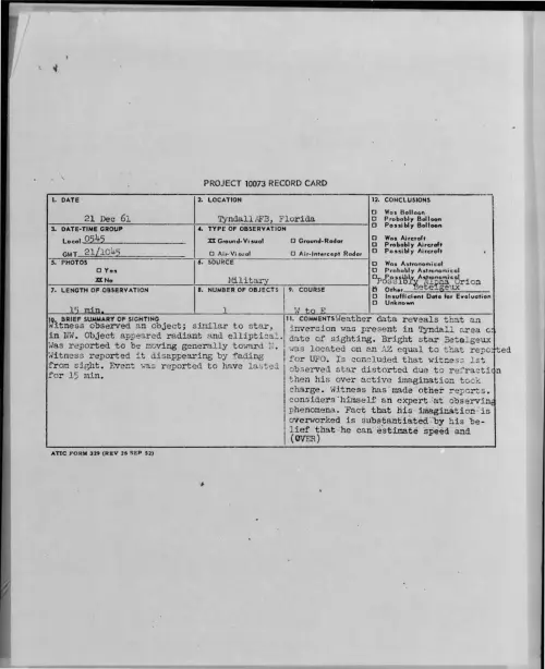 First page of 1961-12-8699508-TyndallAFB-Florida