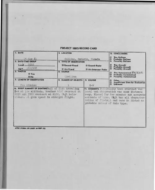 First page of 1961-11-8697352-Collins-Ontario-Canada
