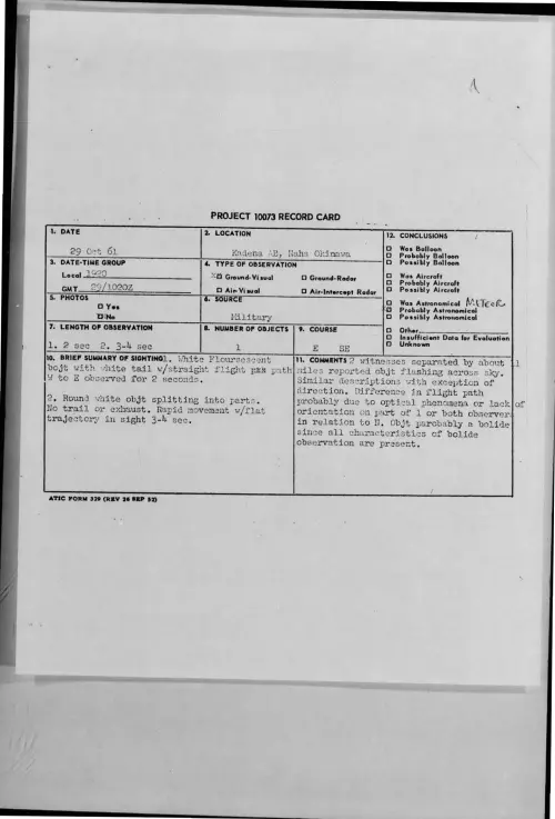 First page of 1961-10-8694902-KadenaAB-NahaOkinawa
