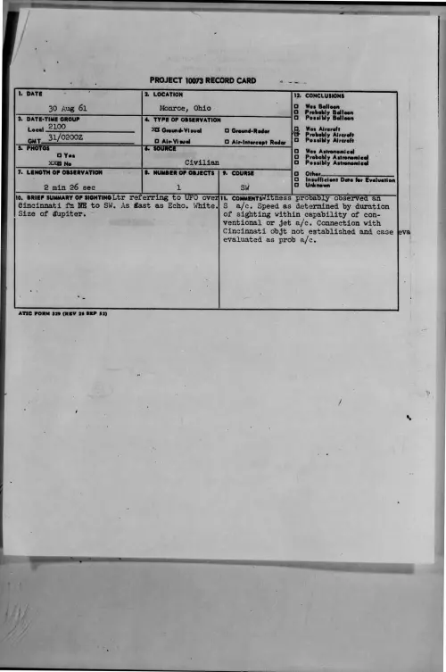 First page of 1961-08-8300688-Monroe-Ohio