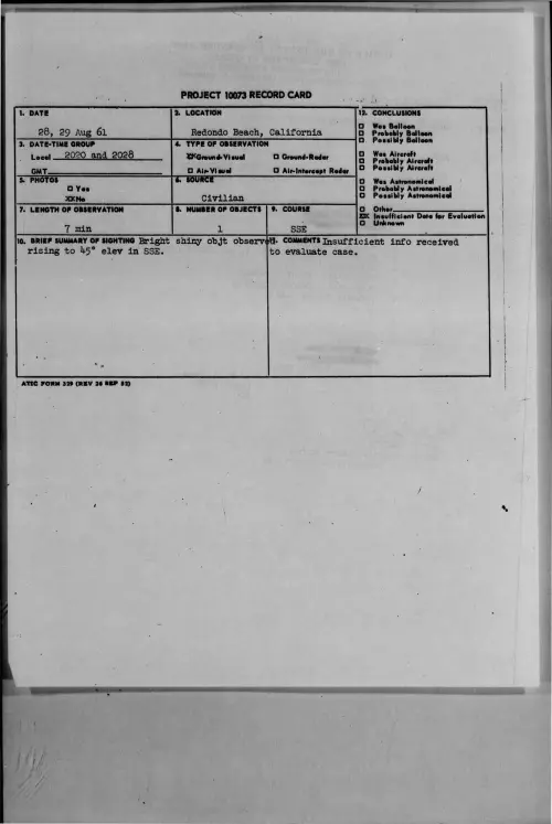 First page of 1961-08-8300365-RedondoBeach-California