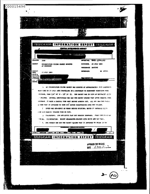 First page of CIAUFO - UnidentifiedFlyingObjectSightedAtBehshahrDoc_0005516210