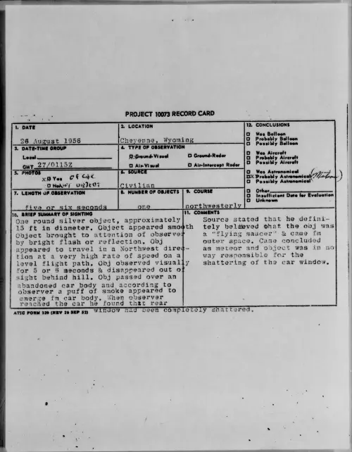 First page of 1956.08 - 7070170 - Cheyenne, Wyoming