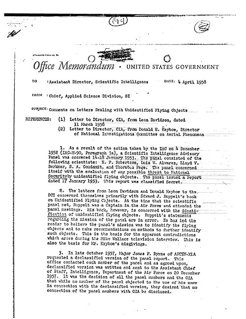 First page of CIAUFO - COMMENTS ON LETTERS DEALING WITH UNIDENTIFIED FLYING OBJECTS 2