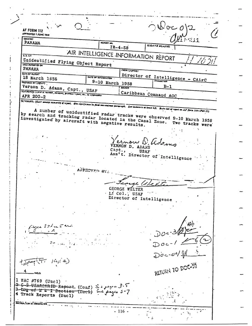 First page of PanamaUFO - Panama Canal Zone Radar Sighting – March 9-10, 1958