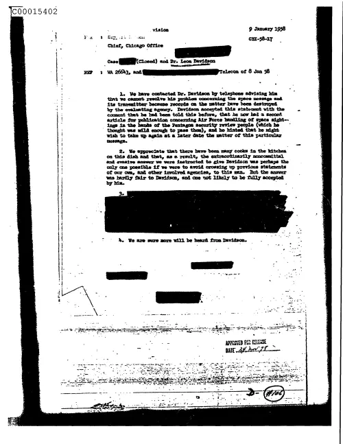 First page of CIAsX-Files-2015UFORelease - CASE (DELETED) (CLOSED) AND DR. LEON DAVIDSON DOC_0005516036