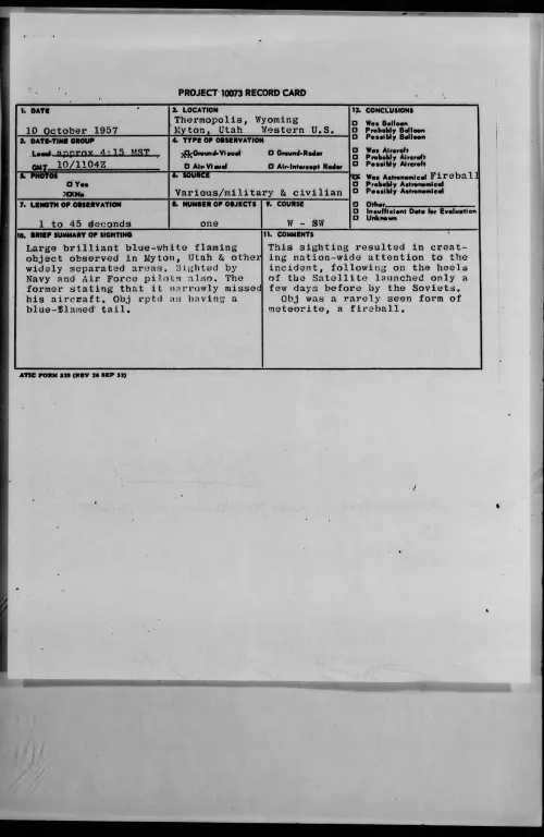 First page of 1957.10 - 6971467 - Thermopolis, Wyoming