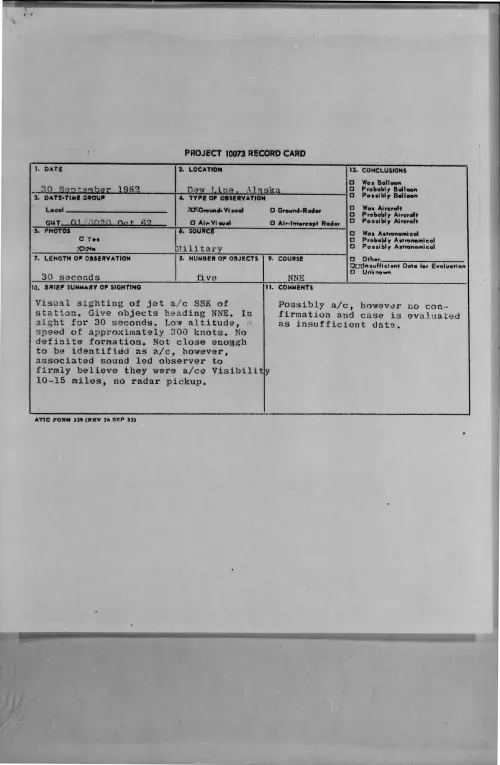 First page of 1962-09-8725493-DewLine-Alaska