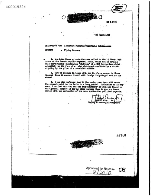 First page of CIAUFO - FlyingSaucersmatchMagazineCarriedAnArticleOUfoSightingMarsWillReachClosestPointToEarthInALongPeriodDoc_0005515998