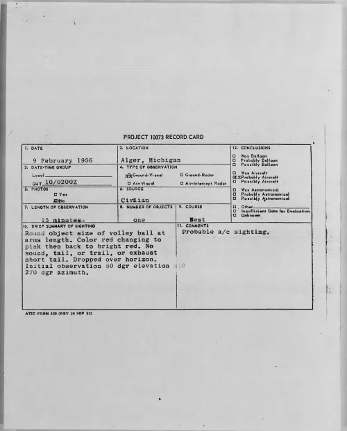 First page of 1956.02 - 7340494 - Alger, Michigan