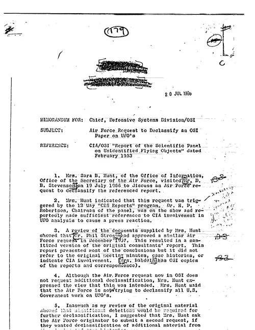 First page of CIAUFO - AIR FORCE REQUEST TO DECLASSIFY AN OSI PAPER ON UFO'S