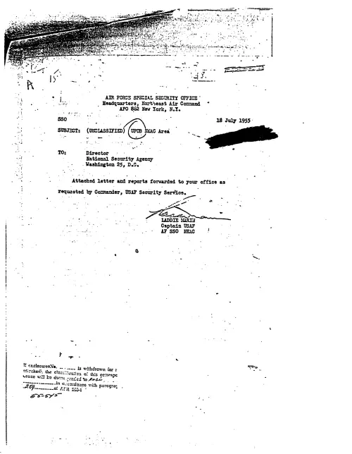First page of NSAUFO - Report Air Force Security Office