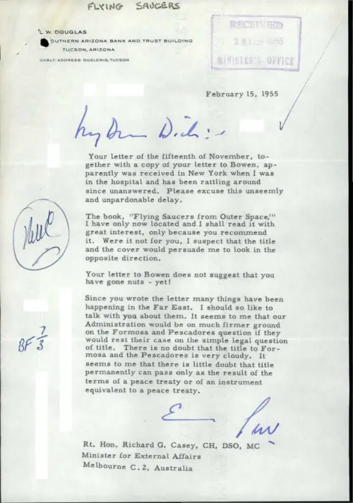 First page of AustralianUFOFiles - M1148_Flying Saucers_1954-1955_3215027