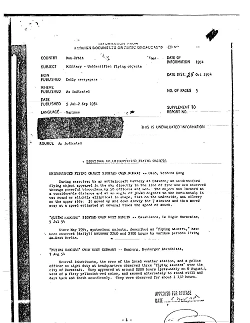 First page of CIAUFO - SIGHTINGS OF UNIDENTIFIED FLYING OBJECTS 3