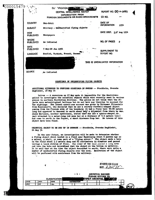 First page of CIAUFO - SightingsOfUnidentifiedFlyingObjectsDoc_0005516190
