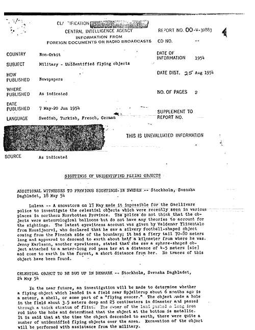 First page of CIAUFO - SIGHTINGS OF UNIDENTIFIED FLYING OBJECTS 2